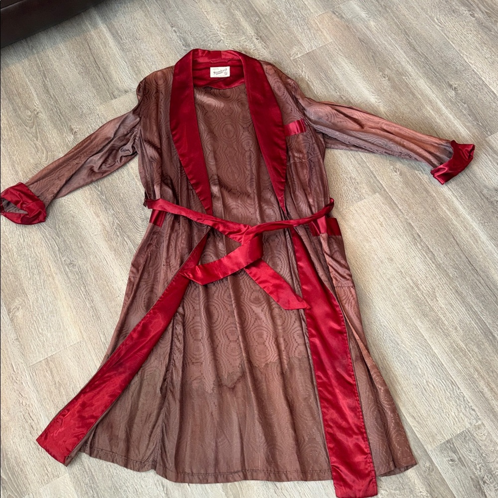 Vintage 1940s brown burgundy paisley smoking robe atomic Styled by Standard L/XL - Picture 15 of 16
